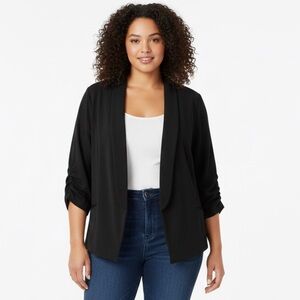 NWT! TORRID Textured Crepe Shawl Collar Open Front Blazer, Black, 4(4X/26)